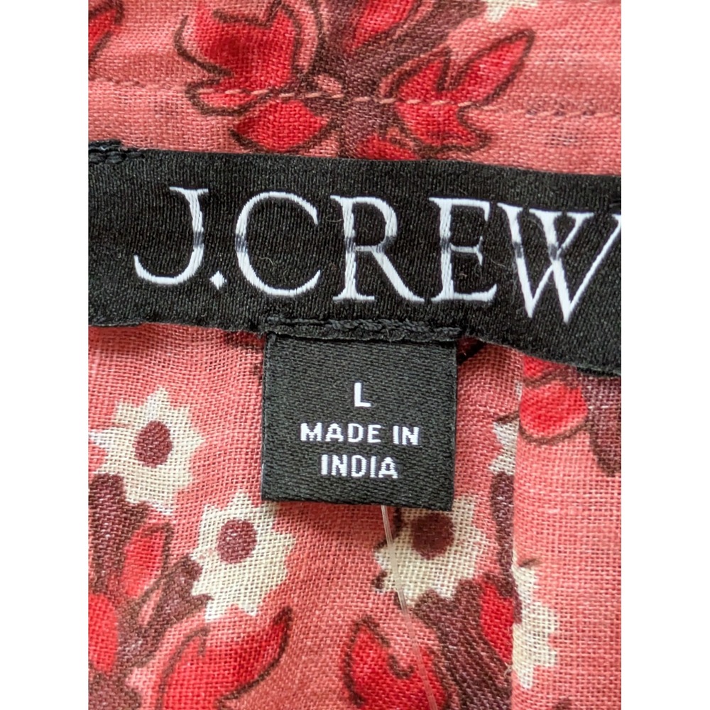 J.‎ Crew Cabana Min Dress in Block Print Ramie Size L Coral Multi NWT $198 CI921 - Picture 5 of 7